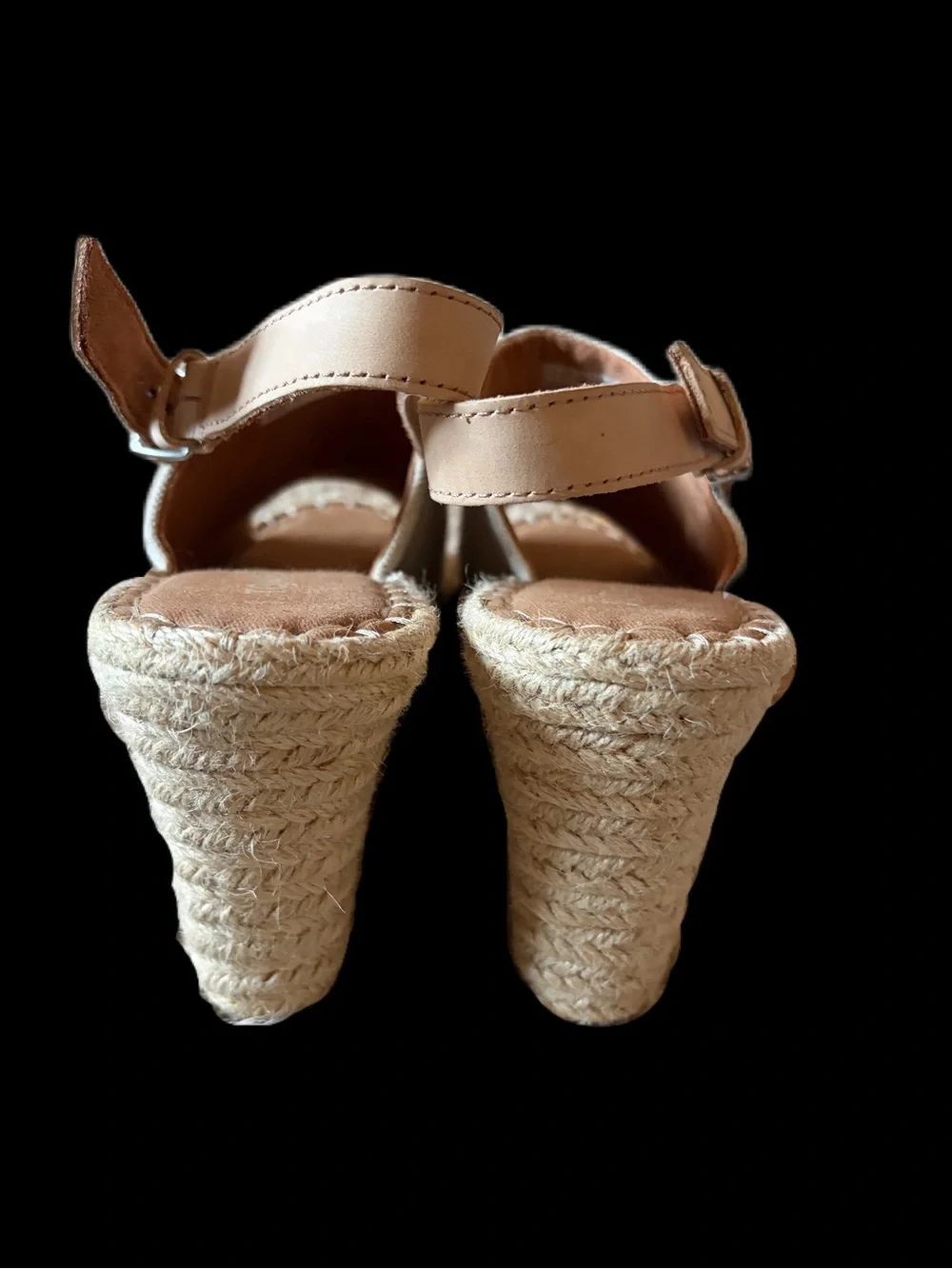 TOMS Espadrille Platform Wedge Slingback Sandals Natural Canvas Size 9